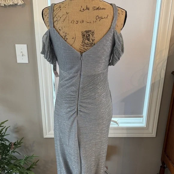 R&M Richards Shimmering Silver Maxi Dress - Picture 6 of 9